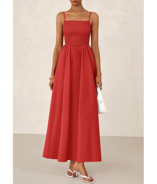 PRETTYGARDEN Women's Smocked Maxi Dresses 2025 Summer Beach Sundress Casual Spaghetti Strap Swing A Line Long Flowy Dress