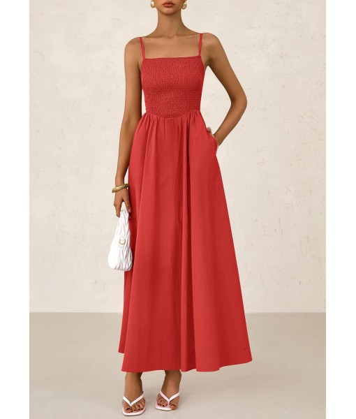 PRETTYGARDEN Women's Smocked Maxi Dresses 2025 Summer Beach Sundress Casual Spaghetti Strap Swing A Line Long Flowy Dress