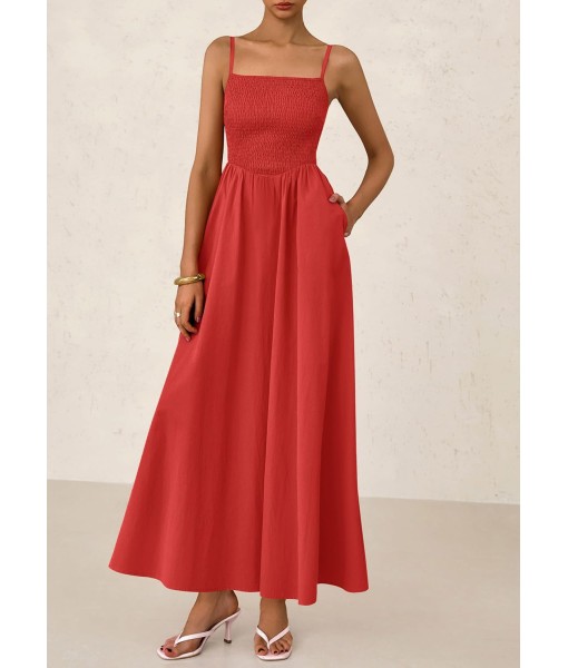 PRETTYGARDEN Women's Smocked Maxi Dresses 2025 Summer Beach Sundress Casual Spaghetti Strap Swing A Line Long Flowy Dress