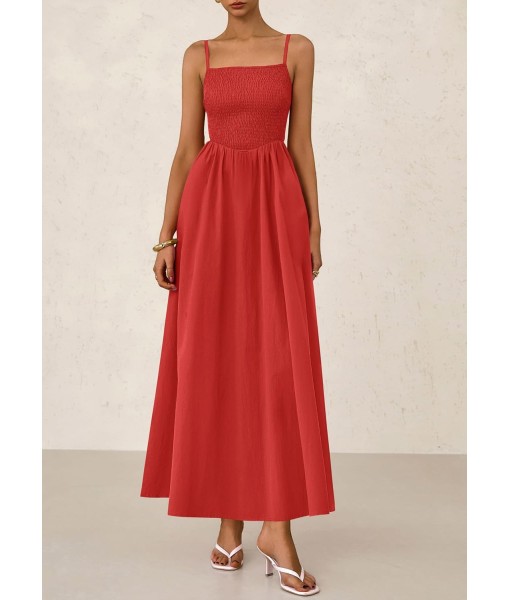 PRETTYGARDEN Women's Smocked Maxi Dresses 2025 Summer Beach Sundress Casual Spaghetti Strap Swing A Line Long Flowy Dress