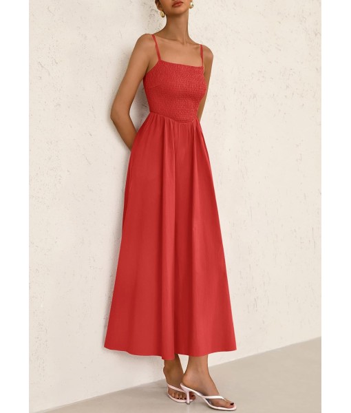 PRETTYGARDEN Women's Smocked Maxi Dresses 2025 Summer Beach Sundress Casual Spaghetti Strap Swing A Line Long Flowy Dress