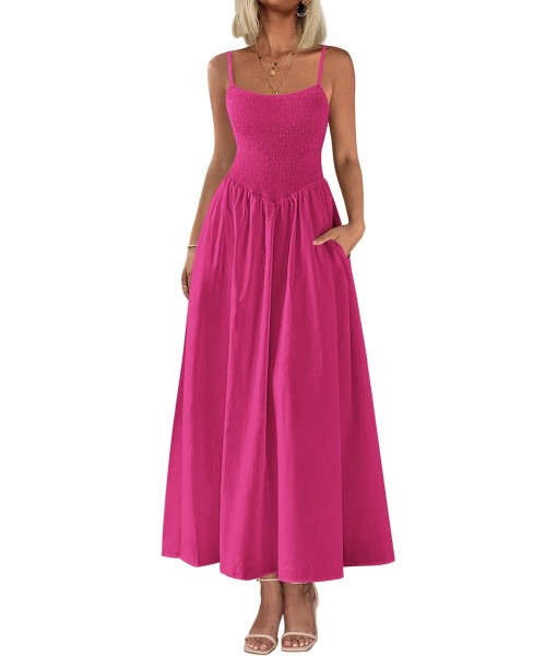 PRETTYGARDEN Women's Smocked Maxi Dresses 2025 Summer Beach Sundress Casual Spaghetti Strap Swing A Line Long Flowy Dress