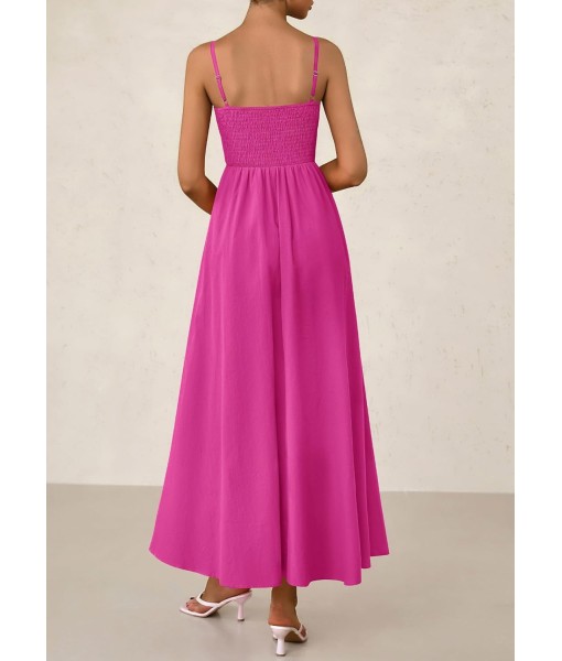 PRETTYGARDEN Women's Smocked Maxi Dresses 2025 Summer Beach Sundress Casual Spaghetti Strap Swing A Line Long Flowy Dress