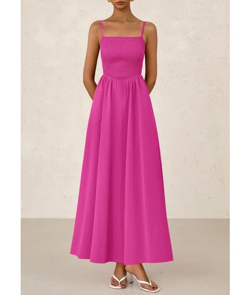 PRETTYGARDEN Women's Smocked Maxi Dresses 2025 Summer Beach Sundress Casual Spaghetti Strap Swing A Line Long Flowy Dress