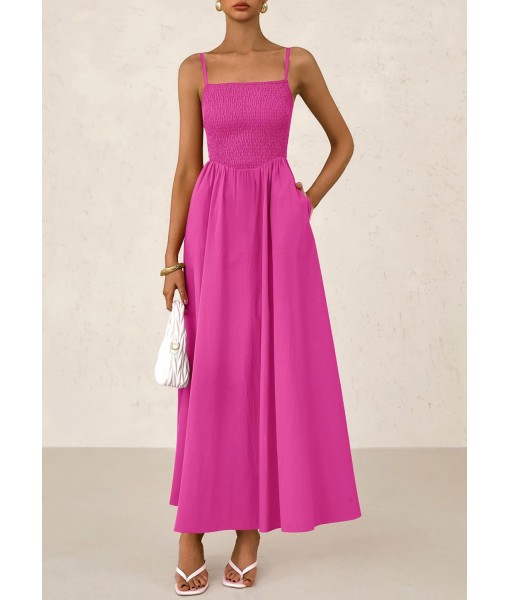 PRETTYGARDEN Women's Smocked Maxi Dresses 2025 Summer Beach Sundress Casual Spaghetti Strap Swing A Line Long Flowy Dress