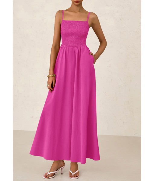 PRETTYGARDEN Women's Smocked Maxi Dresses 2025 Summer Beach Sundress Casual Spaghetti Strap Swing A Line Long Flowy Dress