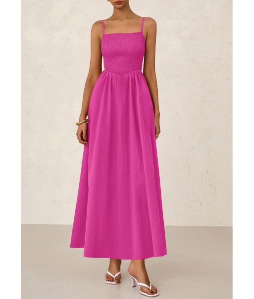 PRETTYGARDEN Women's Smocked Maxi Dresses 2025 Summer Beach Sundress Casual Spaghetti Strap Swing A Line Long Flowy Dress