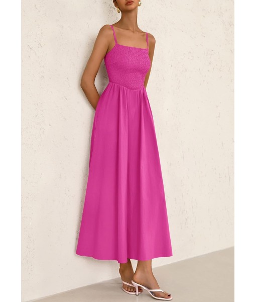 PRETTYGARDEN Women's Smocked Maxi Dresses 2025 Summer Beach Sundress Casual Spaghetti Strap Swing A Line Long Flowy Dress