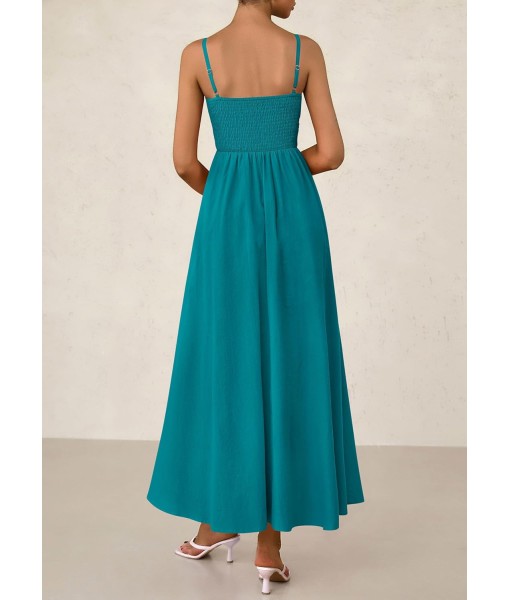 PRETTYGARDEN Women's Smocked Maxi Dresses 2025 Summer Beach Sundress Casual Spaghetti Strap Swing A Line Long Flowy Dress