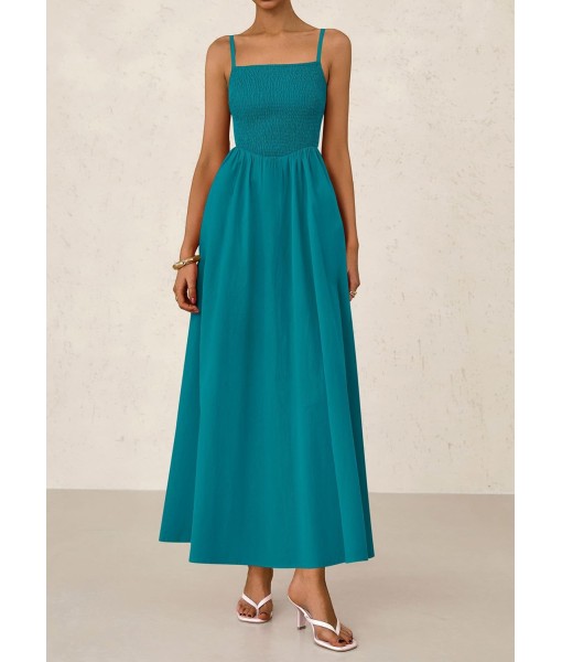 PRETTYGARDEN Women's Smocked Maxi Dresses 2025 Summer Beach Sundress Casual Spaghetti Strap Swing A Line Long Flowy Dress