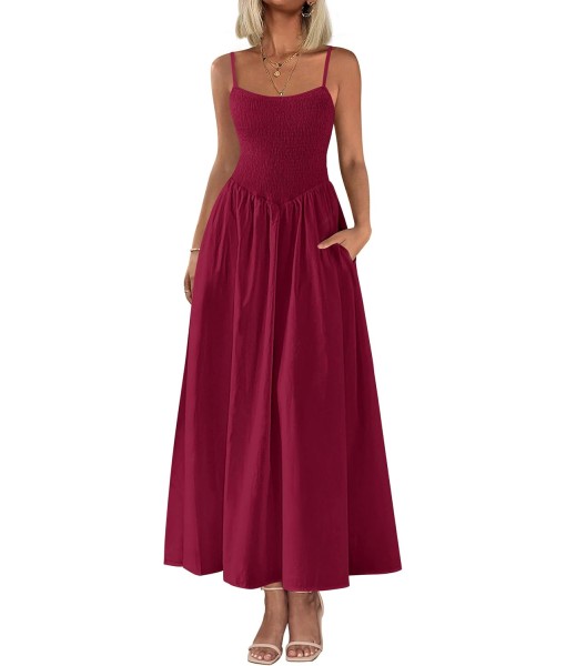 PRETTYGARDEN Women's Smocked Maxi Dresses 2025 Summer Beach Sundress Casual Spaghetti Strap Swing A Line Long Flowy Dress