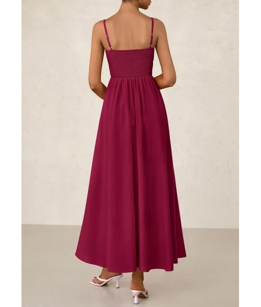 PRETTYGARDEN Women's Smocked Maxi Dresses 2025 Summer Beach Sundress Casual Spaghetti Strap Swing A Line Long Flowy Dress