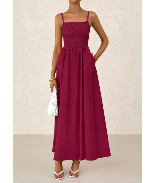 PRETTYGARDEN Women's Smocked Maxi Dresses 2025 Summer Beach Sundress Casual Spaghetti Strap Swing A Line Long Flowy Dress