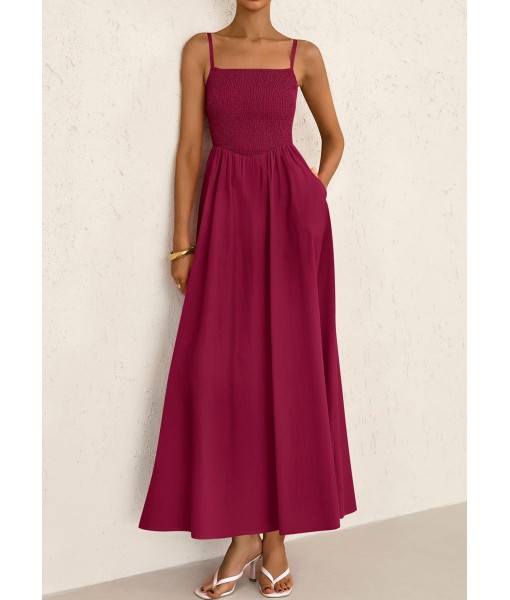 PRETTYGARDEN Women's Smocked Maxi Dresses 2025 Summer Beach Sundress Casual Spaghetti Strap Swing A Line Long Flowy Dress