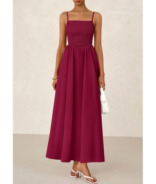 PRETTYGARDEN Women's Smocked Maxi Dresses 2025 Summer Beach Sundress Casual Spaghetti Strap Swing A Line Long Flowy Dress