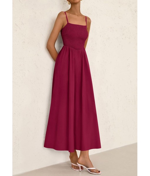 PRETTYGARDEN Women's Smocked Maxi Dresses 2025 Summer Beach Sundress Casual Spaghetti Strap Swing A Line Long Flowy Dress