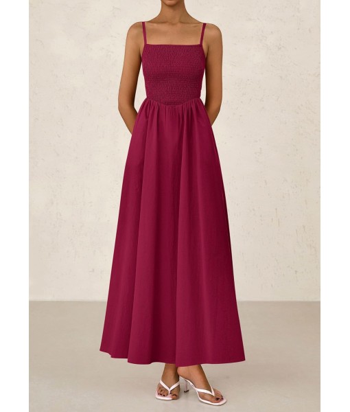 PRETTYGARDEN Women's Smocked Maxi Dresses 2025 Summer Beach Sundress Casual Spaghetti Strap Swing A Line Long Flowy Dress