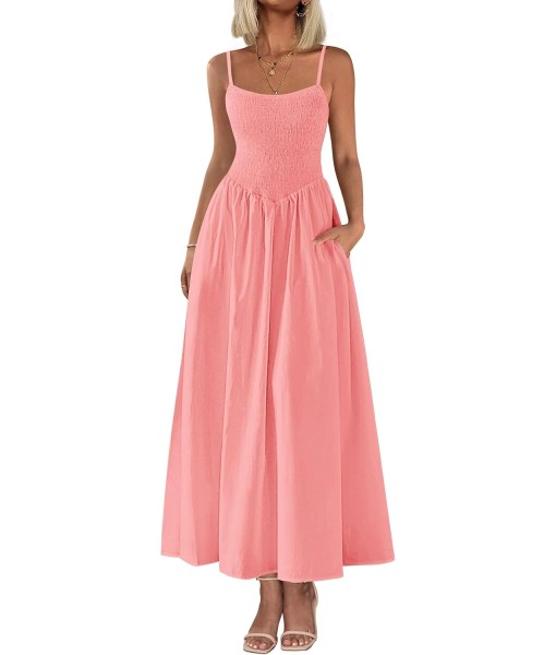 PRETTYGARDEN Women's Smocked Maxi Dresses 2025 Summer Beach Sundress Casual Spaghetti Strap Swing A Line Long Flowy Dress