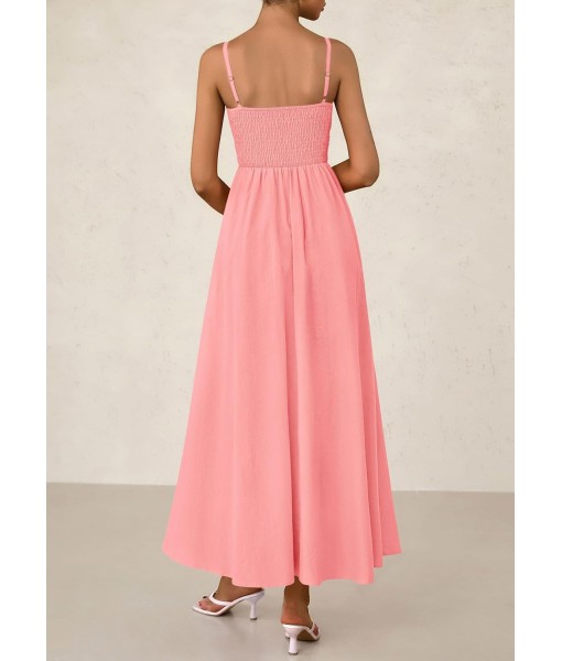 PRETTYGARDEN Women's Smocked Maxi Dresses 2025 Summer Beach Sundress Casual Spaghetti Strap Swing A Line Long Flowy Dress