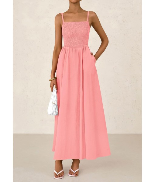 PRETTYGARDEN Women's Smocked Maxi Dresses 2025 Summer Beach Sundress Casual Spaghetti Strap Swing A Line Long Flowy Dress