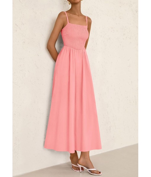 PRETTYGARDEN Women's Smocked Maxi Dresses 2025 Summer Beach Sundress Casual Spaghetti Strap Swing A Line Long Flowy Dress