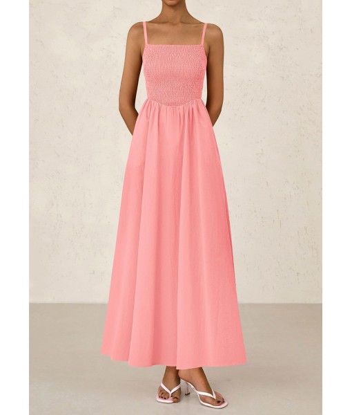 PRETTYGARDEN Women's Smocked Maxi Dresses 2025 Summer Beach Sundress Casual Spaghetti Strap Swing A Line Long Flowy Dress