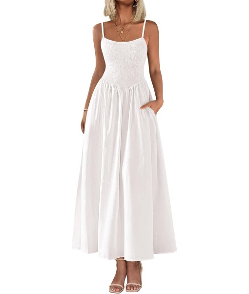 PRETTYGARDEN Women's Smocked Maxi Dresses 2025 Summer Beach Sundress Casual Spaghetti Strap Swing A Line Long Flowy Dress