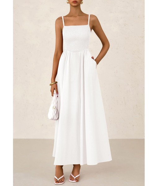 PRETTYGARDEN Women's Smocked Maxi Dresses 2025 Summer Beach Sundress Casual Spaghetti Strap Swing A Line Long Flowy Dress