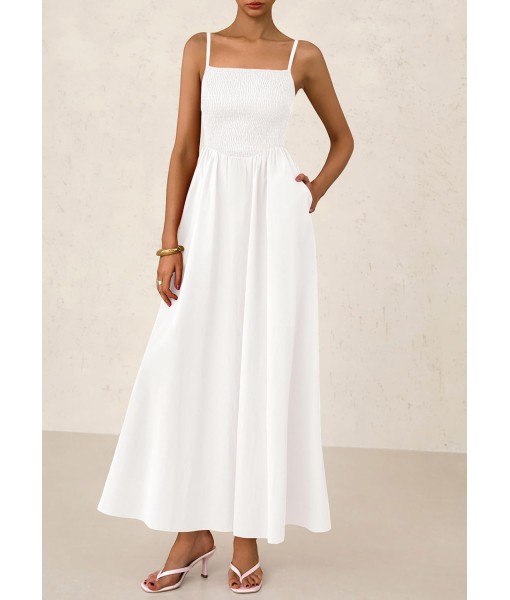 PRETTYGARDEN Women's Smocked Maxi Dresses 2025 Summer Beach Sundress Casual Spaghetti Strap Swing A Line Long Flowy Dress