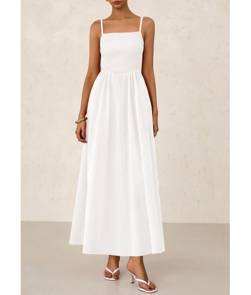 PRETTYGARDEN Women's Smocked Maxi Dresses 2025 Summer Beach Sundress Casual Spaghetti Strap Swing A Line Long Flowy Dress