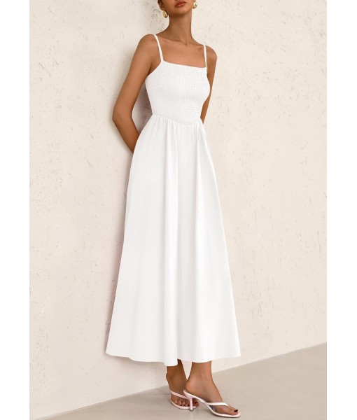PRETTYGARDEN Women's Smocked Maxi Dresses 2025 Summer Beach Sundress Casual Spaghetti Strap Swing A Line Long Flowy Dress