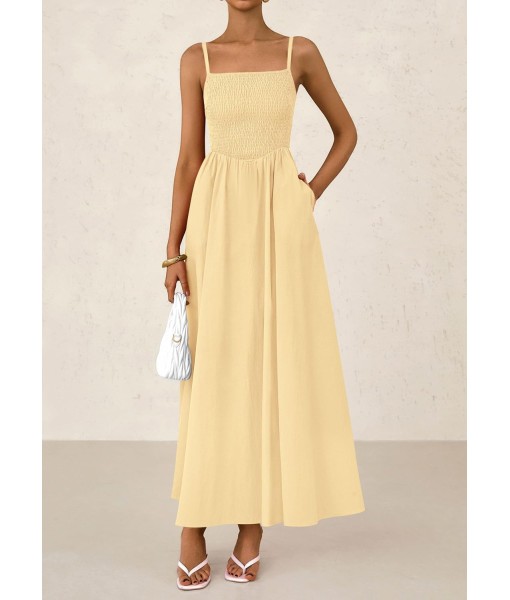 PRETTYGARDEN Women's Smocked Maxi Dresses 2025 Summer Beach Sundress Casual Spaghetti Strap Swing A Line Long Flowy Dress