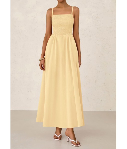 PRETTYGARDEN Women's Smocked Maxi Dresses 2025 Summer Beach Sundress Casual Spaghetti Strap Swing A Line Long Flowy Dress