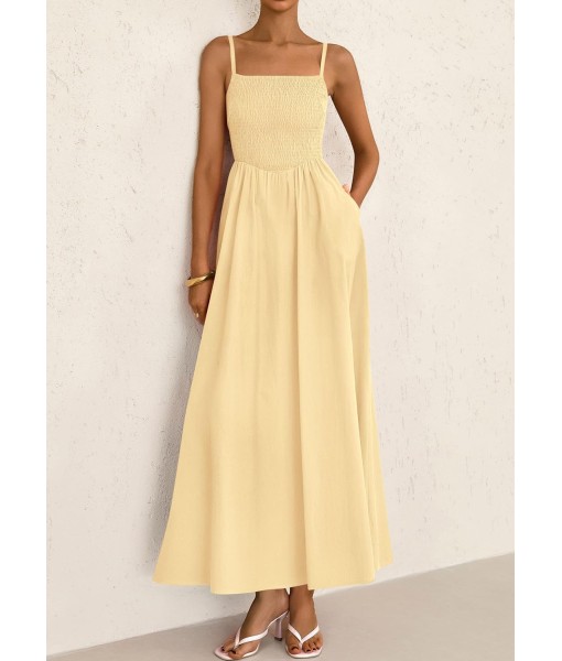 PRETTYGARDEN Women's Smocked Maxi Dresses 2025 Summer Beach Sundress Casual Spaghetti Strap Swing A Line Long Flowy Dress