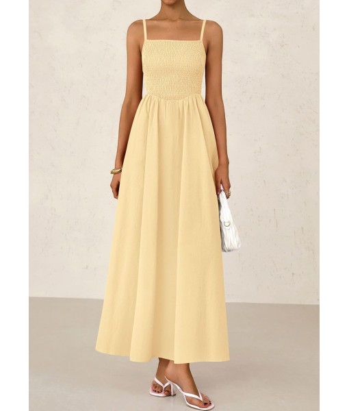 PRETTYGARDEN Women's Smocked Maxi Dresses 2025 Summer Beach Sundress Casual Spaghetti Strap Swing A Line Long Flowy Dress