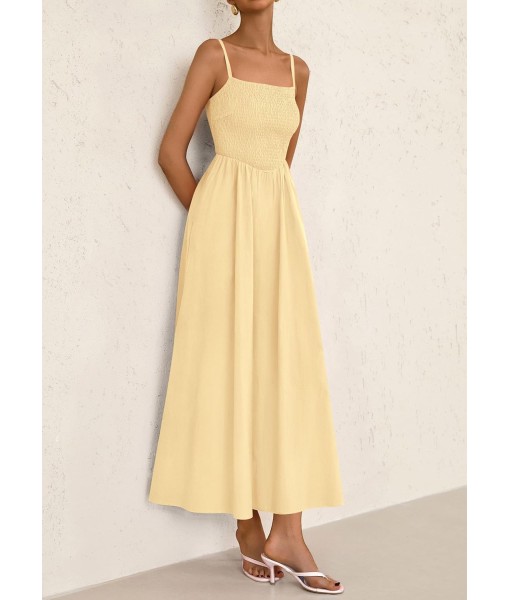 PRETTYGARDEN Women's Smocked Maxi Dresses 2025 Summer Beach Sundress Casual Spaghetti Strap Swing A Line Long Flowy Dress