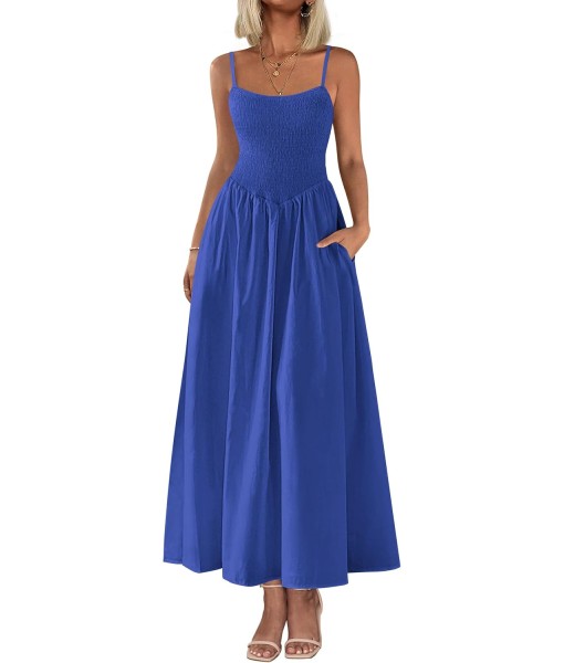 PRETTYGARDEN Women's Smocked Maxi Dresses 2025 Summer Beach Sundress Casual Spaghetti Strap Swing A Line Long Flowy Dress