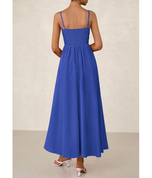 PRETTYGARDEN Women's Smocked Maxi Dresses 2025 Summer Beach Sundress Casual Spaghetti Strap Swing A Line Long Flowy Dress