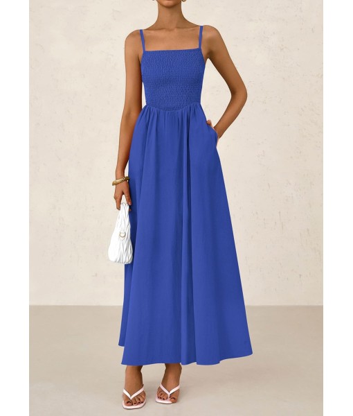 PRETTYGARDEN Women's Smocked Maxi Dresses 2025 Summer Beach Sundress Casual Spaghetti Strap Swing A Line Long Flowy Dress