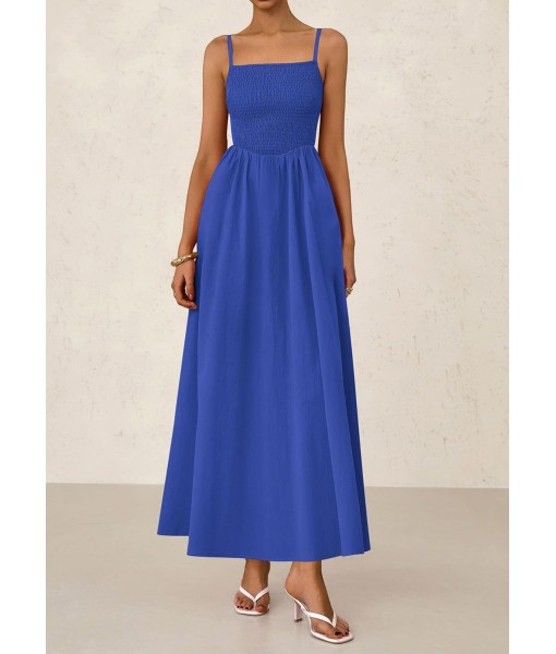 PRETTYGARDEN Women's Smocked Maxi Dresses 2025 Summer Beach Sundress Casual Spaghetti Strap Swing A Line Long Flowy Dress