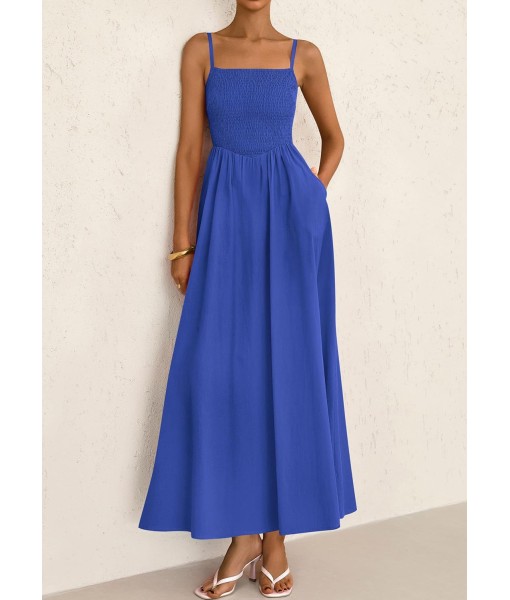 PRETTYGARDEN Women's Smocked Maxi Dresses 2025 Summer Beach Sundress Casual Spaghetti Strap Swing A Line Long Flowy Dress