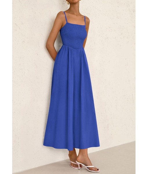 PRETTYGARDEN Women's Smocked Maxi Dresses 2025 Summer Beach Sundress Casual Spaghetti Strap Swing A Line Long Flowy Dress