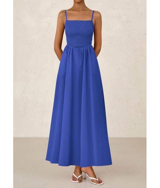 PRETTYGARDEN Women's Smocked Maxi Dresses 2025 Summer Beach Sundress Casual Spaghetti Strap Swing A Line Long Flowy Dress