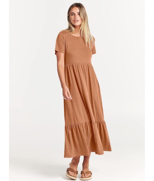 ANRABESS Womens 2025 Summer Casual Maxi Dress A line Tiered Flowy Short Sleeve Crewneck T Shirt Beach Travel Long Dresses