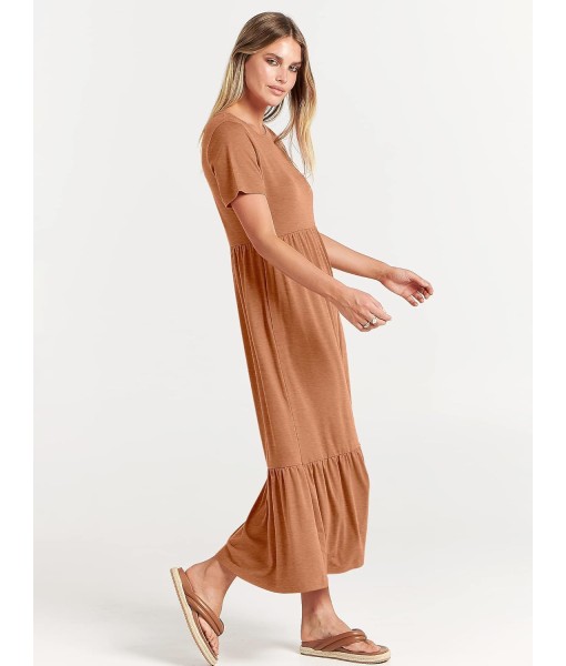 ANRABESS Womens 2025 Summer Casual Maxi Dress A line Tiered Flowy Short Sleeve Crewneck T Shirt Beach Travel Long Dresses
