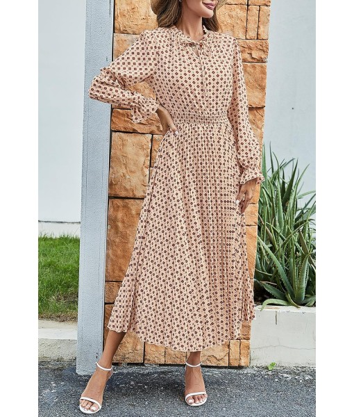 PRETTYGARDEN Women's 2025 Spring Fall Midi Dress Casual Long Sleeve V Neck Swiss Dot Pleated A Line Flowy Dresses