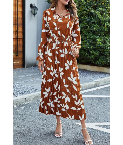 PRETTYGARDEN Women's 2025 Spring Fall Midi Dress Casual Long Sleeve V Neck Swiss Dot Pleated A Line Flowy Dresses