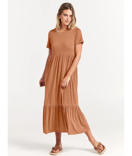 ANRABESS Womens 2025 Summer Casual Maxi Dress A line Tiered Flowy Short Sleeve Crewneck T Shirt Beach Travel Long Dresses