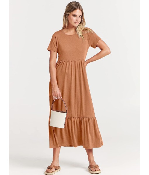 ANRABESS Womens 2025 Summer Casual Maxi Dress A line Tiered Flowy Short Sleeve Crewneck T Shirt Beach Travel Long Dresses