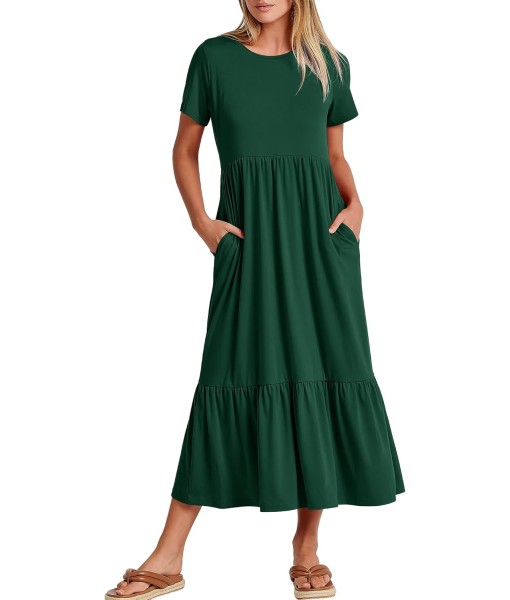 ANRABESS Womens 2025 Summer Casual Maxi Dress A line Tiered Flowy Short Sleeve Crewneck T Shirt Beach Travel Long Dresses